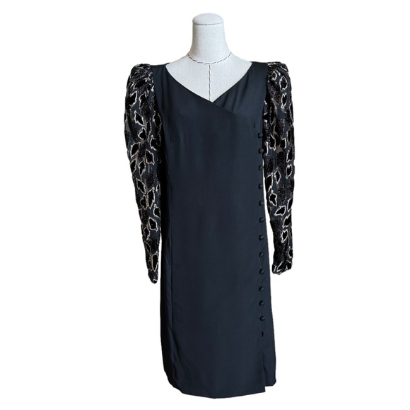 Vintage 60s Bergdorf Goodman Black & Gold Dress Classic Elegant Couture - Picture 13 of 14